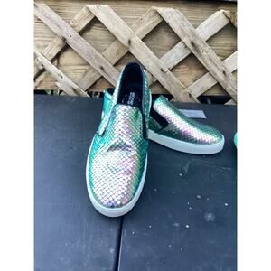 Michael KORS KEATON MK LOGO IRIDESCENT SNAKE SKATE SNEAKERS 6M/36M